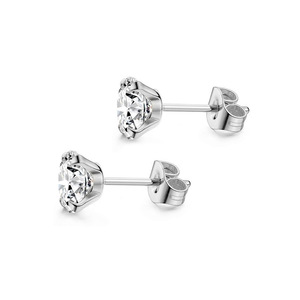 <b>Titanium</b> Steel Zircon <b>Stud</b> Earrings Gold Plated Prong Setting 0.8x11mm Various Sizes Fashion Piercing Jewelry - Product Image 3