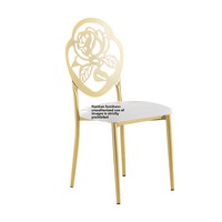 Chaise de salle à manger en fer forgé, design minimaliste moderne, élégante, avec sac souple creux, finition or rose, pour mariages, restaurants et salons