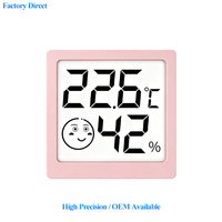Termometer Higrometer Digital Mini LCD untuk Dalam Ruangan dengan Indikator Kenyamanan, Bertenaga Baterai untuk Penggunaan di Rumah dan Dapur