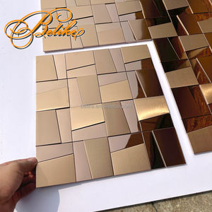 רב ברמה 3d מתכת פסיפס tille תכונות קיר כיסוי backsplash פלדה מודרני מסוגנן בית מפואר - Product Image 1