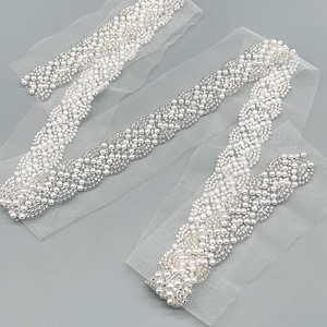 وشاح زفاف ساخن مطرز بالترتر مطرز بالخرز اكسسوارات الملابس حقيبة أحذية اكسسوارات اللباس الأزهار متفوقا التطريز شبكة الدانتيل - Product Image 5