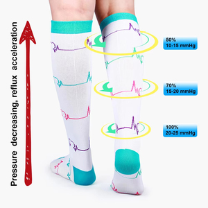 Nuevas Medias <span class=keywords><strong>de</strong></span> Compresión hasta la Rodilla, 2 Pares en un Conjunto, Personalizadas, 2030 mmHg, para Mujeres, Enfermeras, Correr, Pádel - Product Image 6