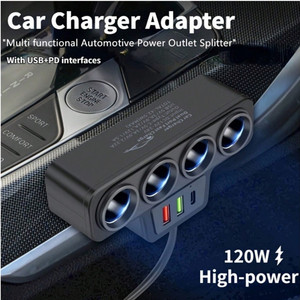 Producto Más Vendido, Banco de Energía Automotriz Multifuncional, Adaptador de Cargador de Coche USB PD de 120 W de Alta Potencia QC3.0 con Encendedor - Product Image 2