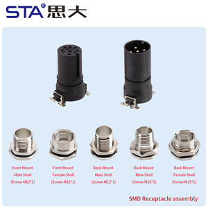 M12 SMD مقعد شفة 2 <span class=keywords><strong>3</strong></span> 4 5 6 8 12 17 دبابيس الذكور الإناث الطيران إنحسر لحام الجبهة الخلفية جبل قذيفة موصل - Product Image 5