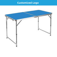 Table pliante légère en aluminium portable pour le camping, la plage, le pique-nique avec plateau en MDF, revêtement imperméable, mobilier d'extérieur