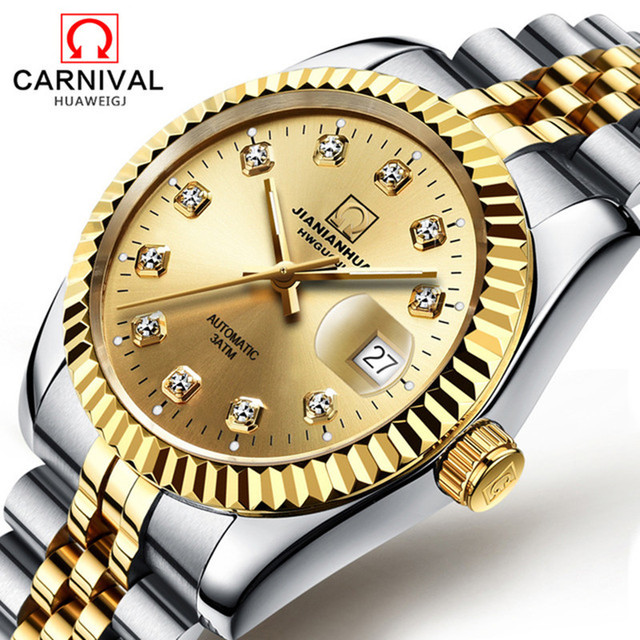 Carnival Luxury Men's Automatic Mechanical Watch New Fashionable Steel Waterproof Casual Watch 20mm Stainless Steel Pointer 35mm