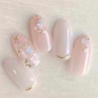 Extension Paillette à l'aspect naturel Fleur colorée Pierre Marbre Cristal Nail Tips
