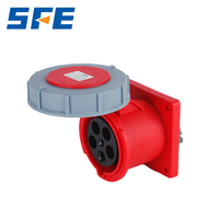 Prise électrique industrielle encastrée étanche SFE SFN-4342 IP67 63A 380-415V 6H 3P+E 4 broches 3 phases en nylon avec 4 prises angulaires
