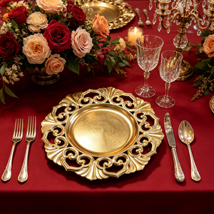 <span class=keywords><strong>Assiette</strong></span> de Présentation Ronde en <span class=keywords><strong>Plastique</strong></span> Écologique de Luxe, Design Creux, Motifs Personnalisés Style Américain en PP pour Banquets, Hôtels et Mariages - Product Image 2