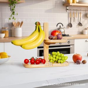 Wooden <b>Desktop</b> Fruit Rack 2 Tier Bamboo Kitchen Organizer Multi Function Storage <b>Shelf</b> for Home Living Room - Product Image 3