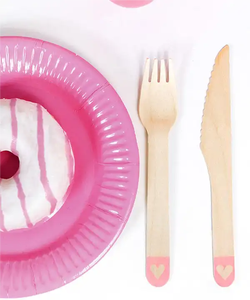 Ensemble de vaisselle jetable pour fête DAMAI, assiettes en papier rose cœur, magnifiques - Product Image 2
