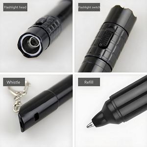 ปากกาลูกลื่นพลาสติกพร้อมพวงกุญแจ ไฟฉาย LED นกหวีดเอาตัวรอดกลางแจ้งอเนกประสงค์แบบกำหนดเอง พร้อมไฟฉายและพวงกุญแจ - Product Image 3
