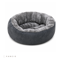 Lit-canapé rond et moelleux en tissu pour chat et chien avec rebord surélevé pour le sommeil en intérieur, pour petits animaux, utilisation à la maison, dans la cage ou en voiture