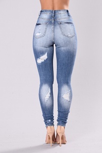 गर्म बिक्री महिलाओं की उच्च-वृद्धि कमर छुपा हुई उड़ान कार्यात्मक जेबों को धोया नीले डेनिम हार्म पैंट हिप हॉप शैली का डार्क - Product Image 6