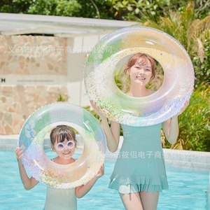 Anillo de natación inflable para adultos, diseño grueso con purpurina, para uso en piscinas y parques acuáticos - Product Image 2
