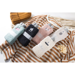 Thickened Coral Fleece Socks With Cartoon Monster Design 3D Ears Half Fleece Side For Home And Sleep - Product Image 2