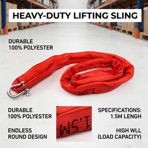 Sling de levage rond en polyester GS CE ISO9001, charge lourde, facteur de sécurité 6:1 pour les opérations de grue et de palonnage - Product Image 1