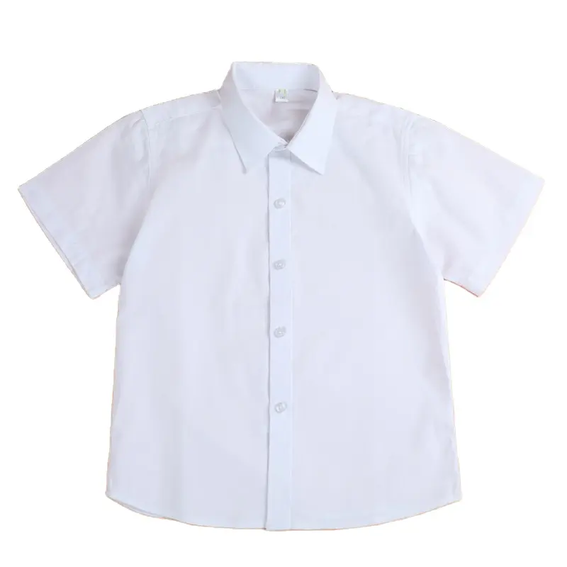 Venta al por mayor uniformes escolares para niños camisa de manga corta escuela niños niñas camisa de vestir blanca para el verano