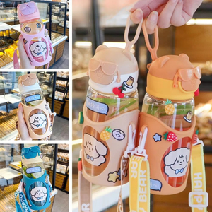 Cartoon Kid Water Sippy Cups Portable Children's <b>Straw</b> <b>Bottle</b> With Strap High Quality Leakproof Cup Sports - Product Image 1