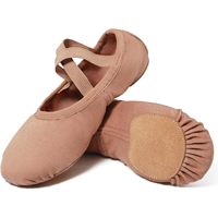 Chaussons de ballet souples Dynadans pour femmes, en toile plate avec doublure en coton, semelle fendue et sangles élastiques, fabriqués aux États-Unis