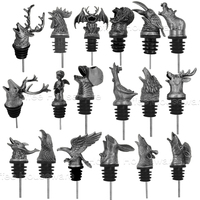 Verseur de vin en alliage de zinc gris antique personnalisé, accessoires de bar, forme d'animaux 3D, verseur de vin en métal