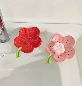 סיטונאי מחיר נמוך מלון פרח בצורת קרמיקה סבון ניקוז תיבת סבון אחסון מתלה אמבטיה סבון אמבטיה אמבטיה - Product Image 2