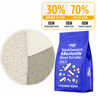 Litière pour chat végétale à base de bentonite, mélange triple de manioc et de tofu, absorbant les odeurs, 6L 10L, vente en gros d'usine, OEM