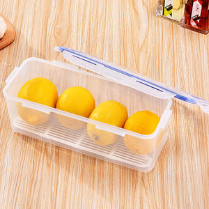 Caja de almacenamiento de alimentos multiusos de gran oferta con <span class=keywords><strong>rejilla</strong></span> de drenaje, cajón <span class=keywords><strong>para</strong></span> frutas y verduras, caja de mantenimiento fresco de alimentos de cocina apilable <span class=keywords><strong>para</strong></span> nevera - Product Image 2