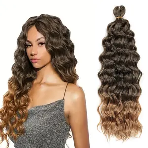 18 Inch 24 Inch Hawaiian Wavy Curly Bulk Braiding Hair Deep Loose Wave Ocean Bundle Extensions for Woman