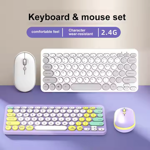 Hot bán PC Bán buôn máy tính hỗn hợp màu Keycaps Retro 2.4GHz Bàn phím không dây và chuột Combo Set - Product Image 2