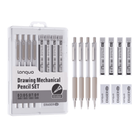 Ensemble de crayons mécaniques de luxe blanc ivoire 0,3/0,5/0,7/0,9 mm, tailles de mine assorties, crayons de dessin professionnels colorés pour artistes