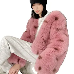 Gy casaco de pele para mulheres, casaco longo e quente de parka com capuz de pele de raposa, tamanhos grandes
