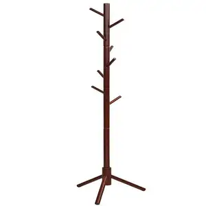 Coat Rack Freestanding Stand Tree Adjustable Coat with 3 Sections 8 Hooks Easy to Assemble Standing Coat Jackets Hanger