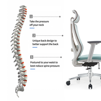 Chaise de bureau ergonomique en maille avec coussin à haute résilience, confortable, avec accoudoirs et appuie-tête réglables pour les espaces de travail à domicile