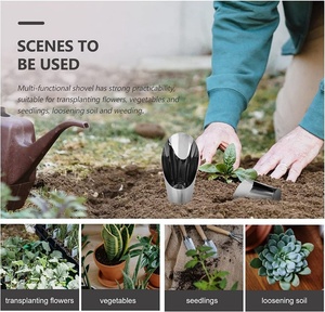 Ensemble de 3 pelles à terre pour bonsaï en acier inoxydable, pelle à main de jardin, seau, pelle pour plantes succulentes en pot, ensemble de pelles à terre - Product Image 4