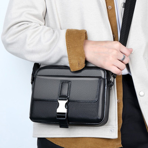 Grand sac à bandoulière en cuir PU pour hommes, sacs à main Vintage, sac à bandoulière imperméable de haute qualité - Product Image 5