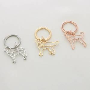 Porte-clés personnalisé avec pendentif découpe de race de <span class=keywords><strong>chien</strong></span>, en acier inoxydable plaqué or 18 carats, cadeau de bijoux de mode <span class=keywords><strong>pour</strong></span> les amoureux des chiens - Product Image 3