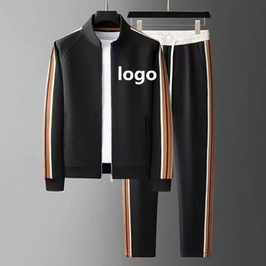 Completo da <span class=keywords><strong>Uomo</strong></span> Due Pezzi Autunno Inverno di Alta Gamma, Giacca a Righe Casual Termica con Ricamo, Traspirante, Disponibile all'Ingrosso - Product Image 1