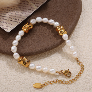 Pearl Necklace <b>Bracelet</b> <b>Set</b> Imitation Pearl Gold Accents Women's Party Jewelry Fashion Light Luxury <b>Set</b> - Product Image 3