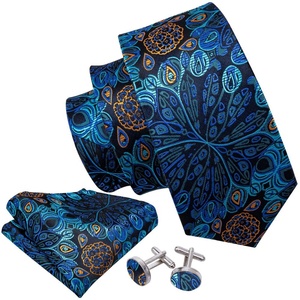 <span class=keywords><strong>Cravate</strong></span> en <span class=keywords><strong>soie</strong></span> jacquard tissée exquise <span class=keywords><strong>bleu</strong></span> <span class=keywords><strong>marine</strong></span> pour homme, ensemble de cravates florales avec logo personnalisé pour affaires, mariage et fête - Product Image 5