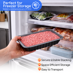 Barquette d'emballage alimentaire surgelé en PP noir jetable pour viande, personnalisable, pour supermarché, procédé thermoformage - Product Image 3