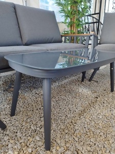 Ensemble de <span class=keywords><strong>4</strong></span> meubles de <span class=keywords><strong>patio</strong></span> modernes en aluminium et bois de teck avec accoudoir, canapé de conversation sectionnel, table basse, cour. - Product Image 6