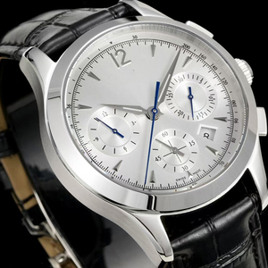 Luxury Deluxe Automatic Chronograph Date Pulsometer Sapphire Crystal 40mm Stainless Steel <b>Case</b> Black Leather Strap Mens <b>Watch</b> - Product Image 2