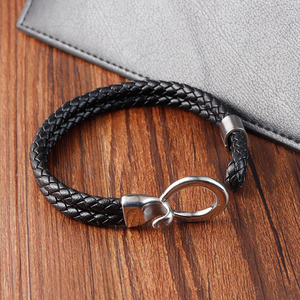 Pulsera <span class=keywords><strong>de</strong></span> cuero genuino trenzado estilo Punk <span class=keywords><strong>vikingo</strong></span> para <span class=keywords><strong>hombre</strong></span>, cierre <span class=keywords><strong>de</strong></span> ancla <span class=keywords><strong>de</strong></span> acero inoxidable 316l, doble capa, bricolaje - Product Image 6