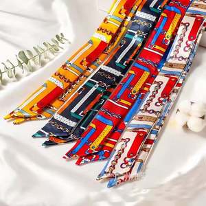 Pañuelo de Seda Largo en Ángulo I-0494, Cinta para Pañuelo, Cinturón Versátil, Lazo para Bolsa, Pañuelo Pequeño de Seda - Product Image 2