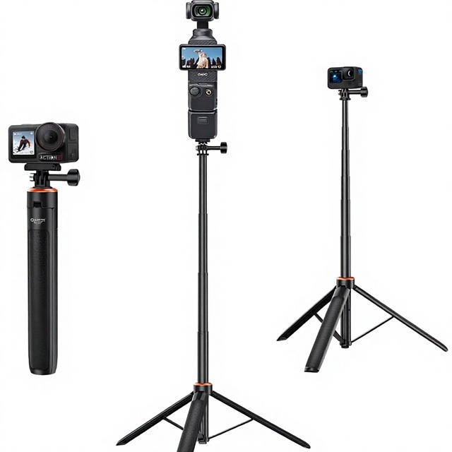 53" Foldable Lightweight Telescopic Selfie-Stick Tripod for Osmo Pocket for Hero 13/12/11/10/9/Max2 1360mm Extended Length