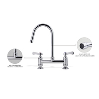 Robinet de cuisine moderne très répandu de 8 "en acier inoxydable 304 laiton à double poignée monté sur pont mitigeur chaud/froid Sense 3 ans