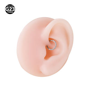 Clover Jewelry G23 Titanium CZ Hinged Segment Rings Cartilage Clicker Nose Ring Piercing Jewelry - Product Image 4