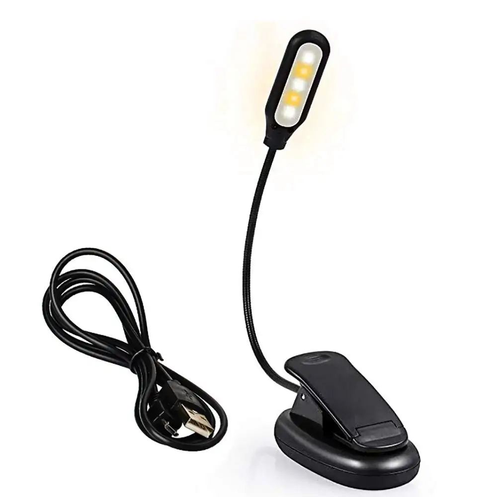 Rechargeable Eye-Care 5 LEDs Book Light Portable Flexible Clip On Reading Lights for Kindle