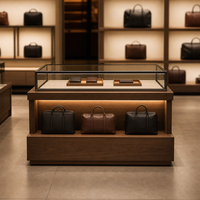 Vitrine en bois sur mesure de style rétro classique pour montres, sacs en cuir et ceintures, présentoir de comptoir haut de gamme pour boutique
